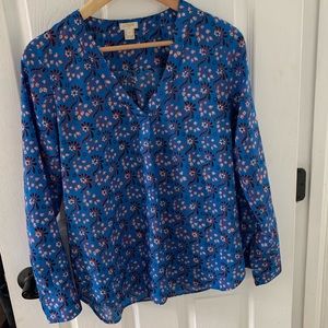 J Crew Factory blue floral top. Sz S